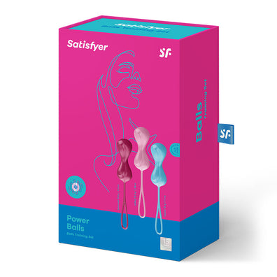 Set 3 bile vaginale Satisfyer pentru exercitii Kegel, silicon premium, dimensiune M (medium), duble ErosVita